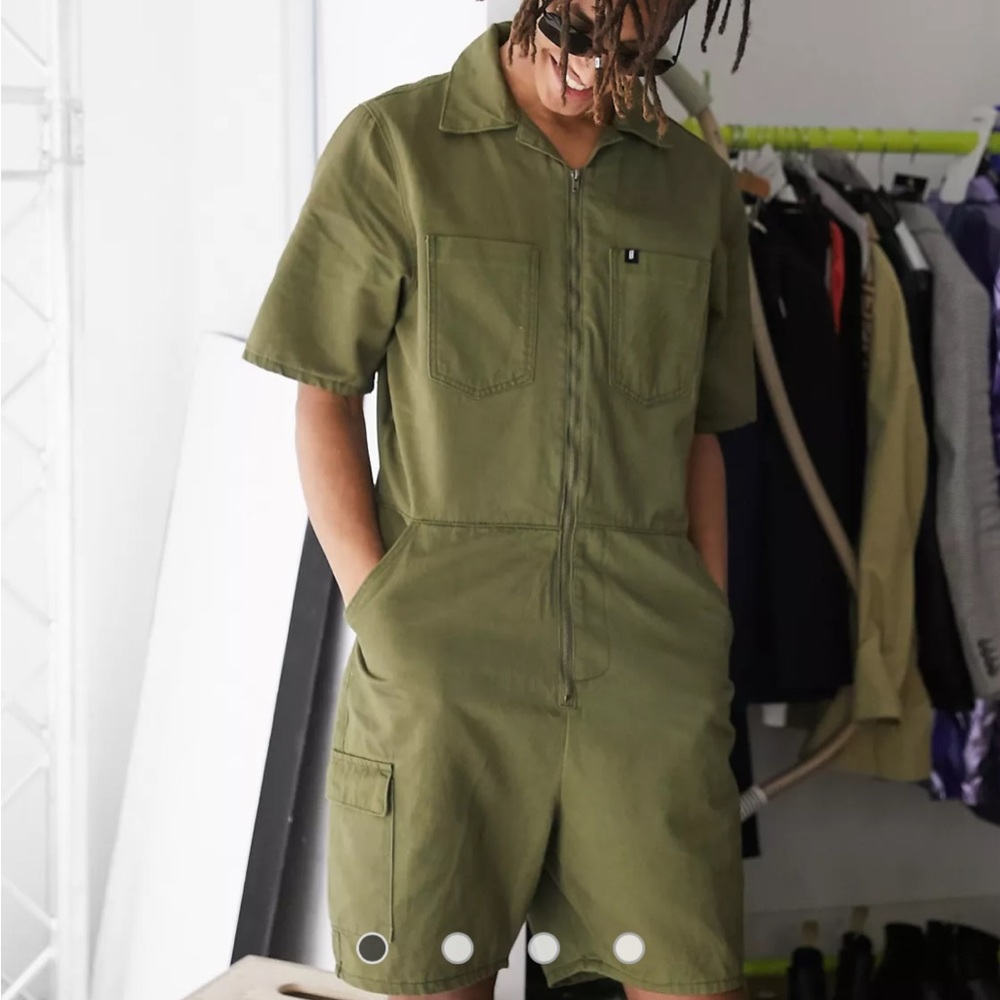 ASOS One Above Another Green denim short jumpsuit S